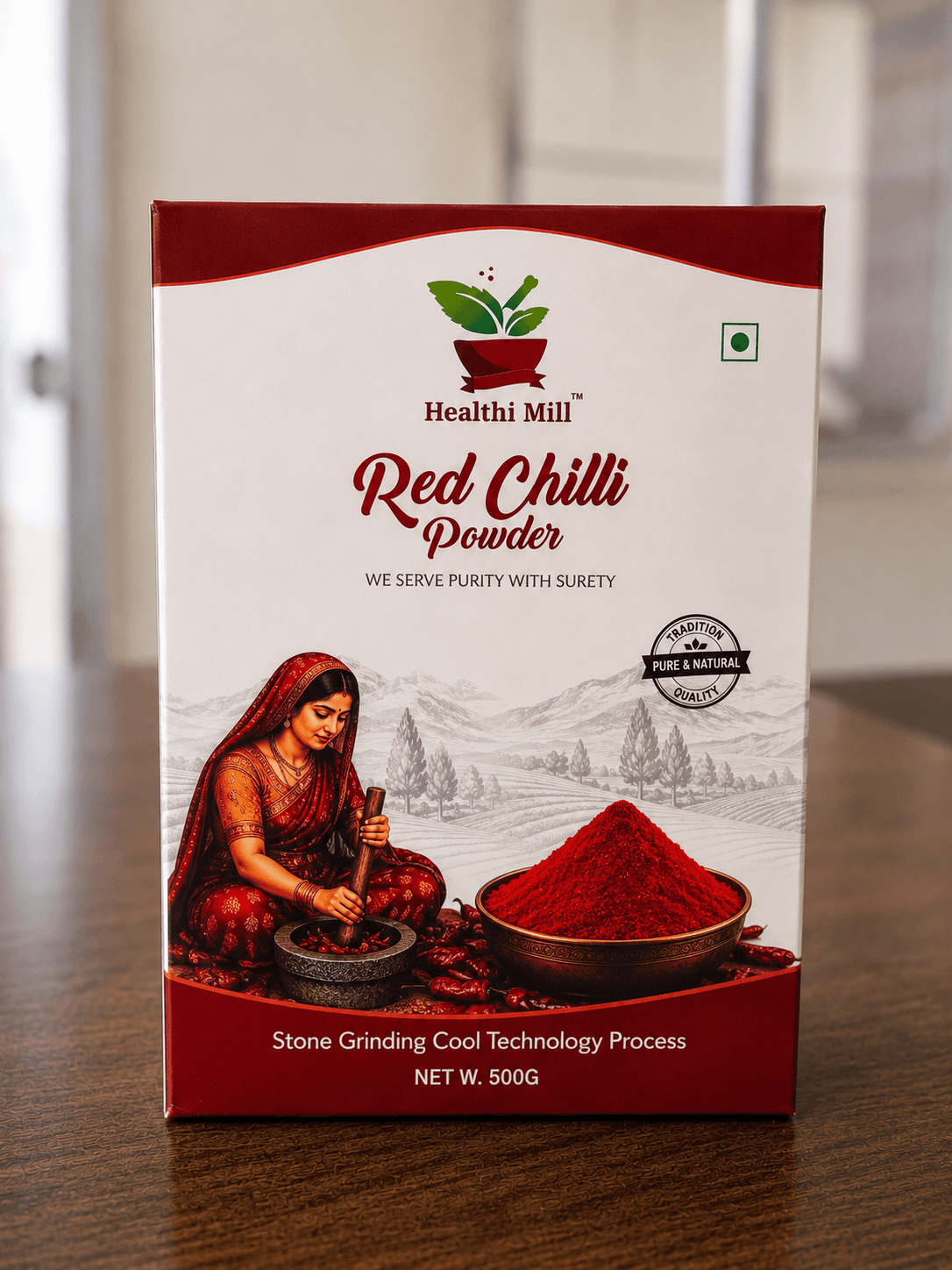 Box of Healthi Mill red chilli powder